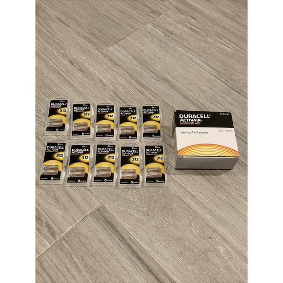 Duracell Activair Hearing Aid Batteries Size 312 (60 Batteries) Exp 4/2025